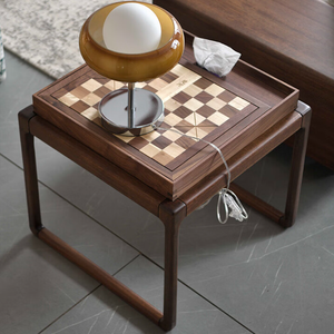 Modern Minimalist New Chinese Style Side <strong>Table</strong> North American Black <strong>Walnut</strong> <strong>Coffee</strong> <strong>Table</strong> Functional Chess <strong>Table</strong> with Checkerboard - Product Image 1