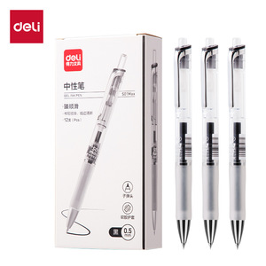 Deli S01Max Gel Pen 0.5mm Black Smooth Glide Student Exam Office Use Signature Pen - Product Image 1