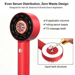 Aplicador de Aceite Capilar <span class=keywords><strong>3</strong></span> en 1 con Terapia de Luz Roja y Azul, Cepillo para el Cuidado del Cuero Cabelludo con Resistencia al Agua IPX7, Masajeador Eléctrico para el Cuero Cabelludo para Uso en Casa y Viajes - Product Image 4