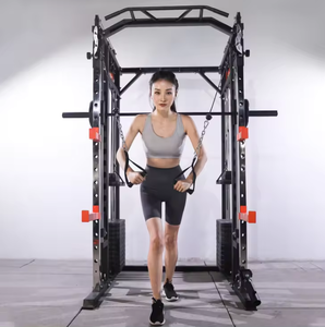 Thiết bị tập thể dục tại nhà đa năng, giá đỡ <span class=keywords><strong>squat</strong></span> và máy Smith tích hợp, kèm tấm tạ và hệ thống cáp kéo - Product Image 5