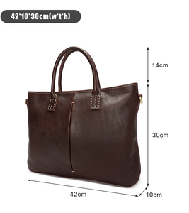 Bolsos de Cuero Genuino con Cierre de Cremallera Vintage para Abogados, con Correa Extraíble, Bolsos de Mano para <span class=keywords><strong>Oficina</strong></span> para Hombres - Product Image 3