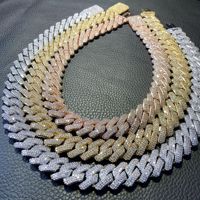 Collar de cadena cubana de 20mm para hombre, joyería de Hip Hop, cadena de eslabones cubanos con diamantes de circonita