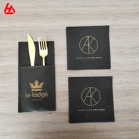 Serviette de cocktail noire jetable Restaurant papier lin sensation Airlaid papier imprimé logo