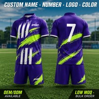 Conjunto de Camisetas de Fútbol con Cuello Polo Personalizadas al por Mayor, Sublimación con Efecto de Pincel, Ropa Deportiva para Equipos de Fútbol, Fabricante OEM, Absorbe la Humedad