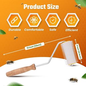 New Honey Uncapping Roller <strong>Propolis</strong> Honey Beekeeping Tool with 5-Inch Hardwood Handle for Harvesting &amp; Extraction - Product Image 5