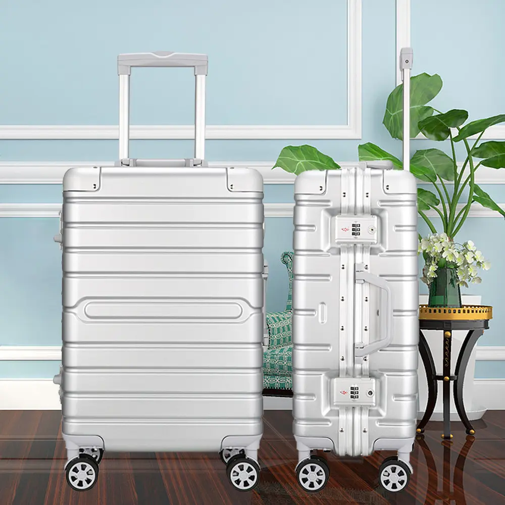 एल्यूमिनियम फ्रेम 3 टुकड़ा सेट सामान पीसी उच्च-ग्रेड यात्रा सूटकेस बैग यूनिवर्सल पहिया सामान