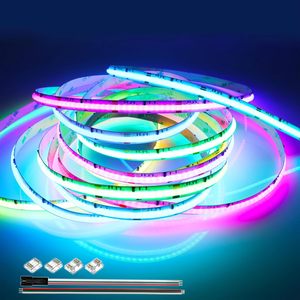Bande lumineuse LED COB flexible RGB pleine couleur WS2811 DC24V USB programmable adressable IP44 CRI95 WiFi pour intérieur PCB Epistar - Product Image 1