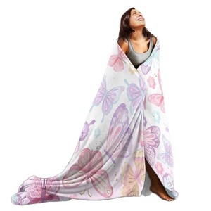 <b>Pink</b> Dreamy Butterfly Flannel <b>Blanket</b> Throw <b>Blanket</b> Nap <b>Blanket</b> Lightweight Breathable for Home Office Nap Custom Print OEM ODM - Product Image 1