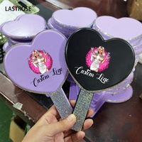 Miroir de Maquillage Portable en Forme de Cœur avec Strass Scintillants, Vente en Gros, Marque Privée, Miroir Cosmétique
