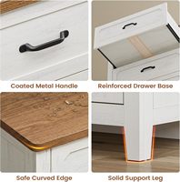 Commode rustique de style farmhouse à 6 tiroirs extra-larges en bois avec poignées métalliques, meuble TV de 54 pouces pour chambre à coucher et salon