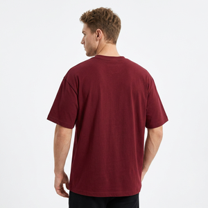 T-shirt en jersey tricoté décontracté pour homme, col rond, manches courtes, couleur unie, coton anti-plis, grande taille 260G, fabriqué au Bangladesh - Product Image 6