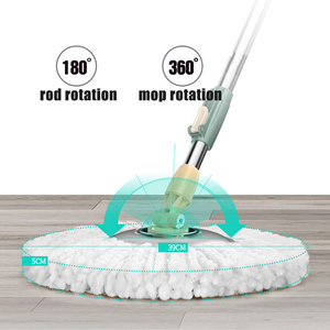 Serpillère rotative mains libres auto-nettoyante à double entraînement turbo 360° pour sols humides et secs, avec grandes roues en acier inoxydable et seau - Product Image 3