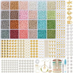ลูกปัดเม็ดเล็ก ลูกปัดตัวอักษร ชุดทำเครื่องประดับ DIY สร้อยข้อมือ สร้อยคอ อุปกรณ์เสริม ดินโพลิเมอร์ อุปกรณ์ร้อยลูกปัด 12000 ชิ้น - Product Image 1
