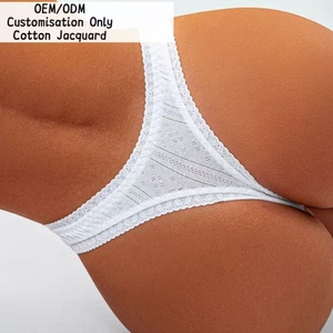 OEM ODM Custom Pure Cotton Jacquard Pointelle Panties For Women Breathable Low-Rise Thong Private Label Service Cotton <strong>Underwear</strong> - Product Image 1
