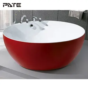 批发高品质定制成人独立浴缸红色亚克力浴缸圆形