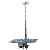 Tour d'éclairage solaire hybride à 6 panneaux TPE-1800LH, remorque LED télescopique mobile pour la construction, l'exploitation minière et la sécurité à distance