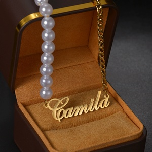 Dropshipping POD Personalized Name Pendant <b>Necklace</b> Gold Plated Stainless Steel Chain <b>Couple</b> Name Heart Shape <b>Necklace</b> - Product Image 5