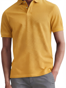 เสื้อโปโลผู้ชายสีชมพู ผ้าฝ้าย 100% ระบายอากาศได้ดี แห้งเร็ว สวมใส่สบาย ทรงปกติ สีพื้น - Product Image 2