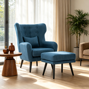 Poltrona Singola CARLFORD con Poggiapiedi, Set di Sedie per Soggiorno e Hotel - Product Image 1