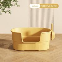 Grande litière semi-fermée pour chat, anti-éclaboussures, entrée basse, sûre pour chatons et chats adultes, facile à nettoyer, accessoire de toilette pour animaux de compagnie