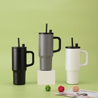 Gobelet isotherme en acier inoxydable de 710 ml avec poignée, tasse de voyage réutilisable avec couvercle pour la maison, le bureau, la voiture, l'extérieur, personnalisable