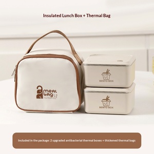 Stainless Steel Dual Tier 1-3L Food Container BPA Free Microwave Safe Insulated Thermos Leak Proof <b>Lunch</b> <b>Box</b> Set Plastic Lid - Product Image 2