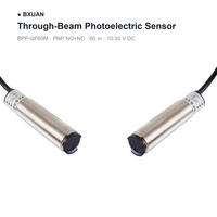 Sensor Fotoelektrik Through Beam PNP NO+NC LED Inframerah 10-30V 40mA Housing PC ABS Kabel PVC 2m Pemasangan Rata