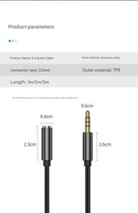 3.5MM mâle femelle câble Audio Microphone Extension 2M plat <span class=keywords><strong>fibre</strong></span> <span class=keywords><strong>optique</strong></span> tresse pour Mobile TV téléphone ordinateur connexion Audio - Product Image 5