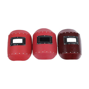 Casco de soldadura con protección pasiva contra arco eléctrico, media visión, para pulverización electrostática y fabricación de metales, de mano, con papel de acero rojo - Product Image 1