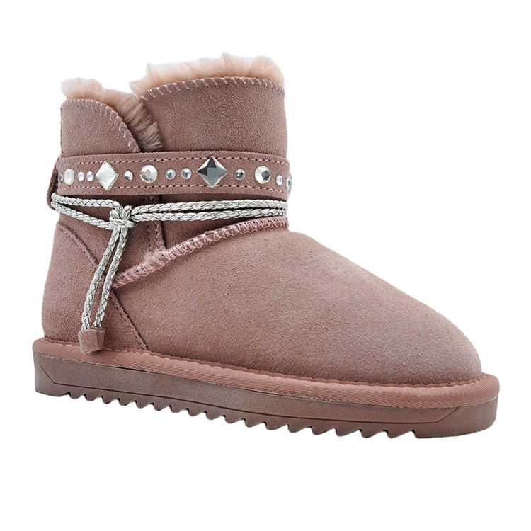 Оптовая продажа, высококачественные детские ботинки для девочек по заводской цене, водонепроницаемые Нескользящие кожаные снегоступы oem для детей