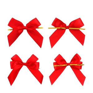 Barato <span class=keywords><strong>de</strong></span> fábrica al por mayor envoltura <span class=keywords><strong>de</strong></span> regalo Twist Tie Bows Borgoña Premade Craft Bows Ribbon Bow Christmas Ribbon para decorar - Product Image 2