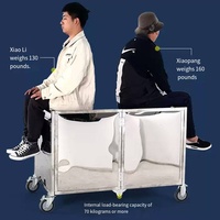 Carrito de Comida Comercial Plegable de Acero Inoxidable para Puesto de Venta Ambulante, Carrito Portátil Plegable para Aperitivos