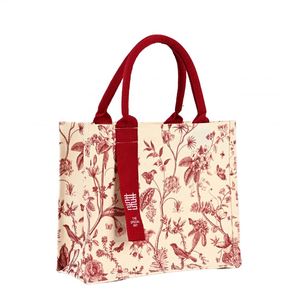 Bolsa de Tela de Algodón Ecológica con Logotipo Personalizado, Diseño Simple con Letras y Flores, Bolsas de Compras de Lona - Product Image 1