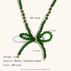 שרשרת דינגראן יוקרה מגוון ירוק שרף חרוזים קשת שרשרת סט חרוזים בציפוי זהב נירוסטה תכשיטים בעבודת יד - Product Image 2