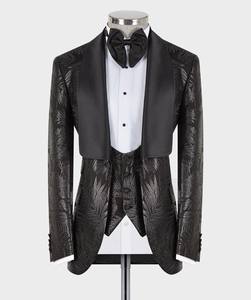 <span class=keywords><strong>Costume</strong></span> de mariage <span class=keywords><strong>sur</strong></span> <span class=keywords><strong>mesure</strong></span> noir brillant pour homme, col châle, 3 pièces, coupe ajustée, pour soirée et marié - Product Image 6