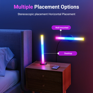Lámpara de Mesa Ambiental RGBIC de Plástico Negro con 40 Luces 5050RGB, 2A, Cable de 2m para una Decoración Impresionante que Cambia de Color - Product Image 5