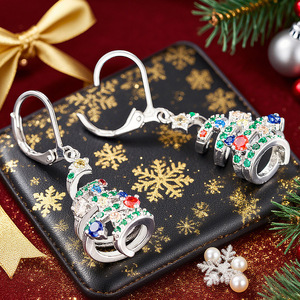 Orecchini Pendenti a Spirale con Albero di Natale e Zirconi Colorati per Donne, Gioielli Festivi per le Vacanze - Product Image 4