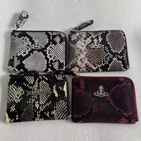 Empress Dowager Punk Style Gaya Eropa dan Amerika Logo Saturnus Pola Python Dompet Pendek dengan Ritsleting Tas Kartu Kepribadian Unik