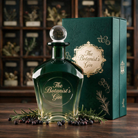 Custom 1000ml Super-flint fles met zware bodem, robuuste vorm, 1L sterke drank, whisky, wodka, brandewijn, gin, grote capaciteit, groothandel