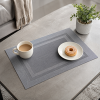 Set de table en feutre gris personnalisé, bordure géométrique, tapis de table résistant à la chaleur, réutilisable, protection de table de cuisine