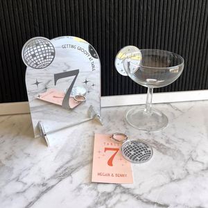 Custom Sign Bar Retro Disco Minimalist Menu Restaurant Wedding <b>Table</b> <b>Numbers</b> - Product Image 4