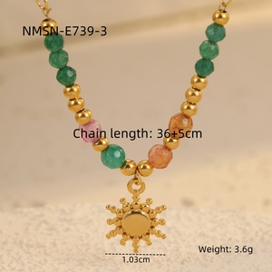 Nouveautés NIMAI : Collier manuel en perles <span class=keywords><strong>de</strong></span> pierre naturelle avec pendentif croix solaire pour femme, collier statement, lot <span class=keywords><strong>de</strong></span> 2 pièces - Product Image 6