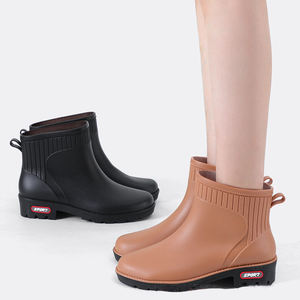 WXL480 bottines <span class=keywords><strong>de</strong></span> pluie imperméables antidérapantes pour femmes, chaussures d'<span class=keywords><strong>eau</strong></span> chaude en velours, bottes <span class=keywords><strong>de</strong></span> pluie courtes - Product Image 1