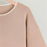 Ensemble deux pièces décontracté pour femme, style coréen, haut en viscose à manches amples et pantalon large fendu, infroissable, collection printemps