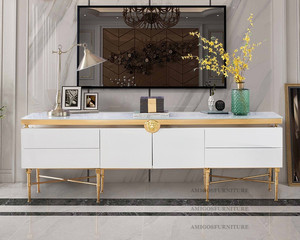 Mueble de <span class=keywords><strong>TV</strong></span> de Lujo Estilo Árabe Saudí, Diseño Único en Acero Inoxidable Dorado con Medusas - Product Image 4