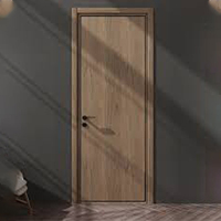 Porte intérieure en WPC gravée Oufei, style minimaliste, finition PVC imitation bois de noyer, couleur et taille personnalisables, avec serrure