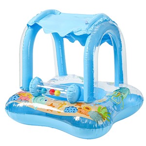 Flotador Inflable para Bebés con Toldo, Flotador de Natación para Niños Pequeños con Protección Solar y Volante, Anillo de Natación para Bebés - Product Image 1