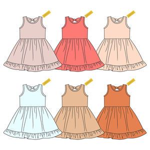 Gaun Anak Perempuan Musim Panas Baru Warna Solid Tanpa Lengan Gaun Santai Anak Perempuan Barat Gaun Anak Leher O - Product Image 2