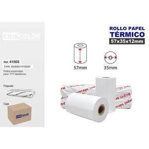 Rouleau de papier thermique monocouche 57*35*12mm – Prix par feuille pour papier de caisse enregistreuse - Product Image 1