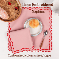 Serviettes et sets de table personnalisés modernes en lin, lavables, réutilisables, imprimés, motif dentelle de lotus, écologiques, résistants à la décoloration et durables